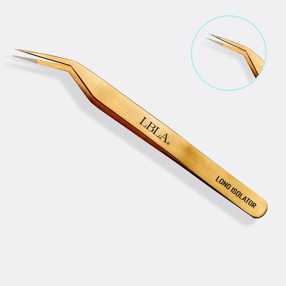 Satin Gold Long Isolation Fibre Tip Tweezer