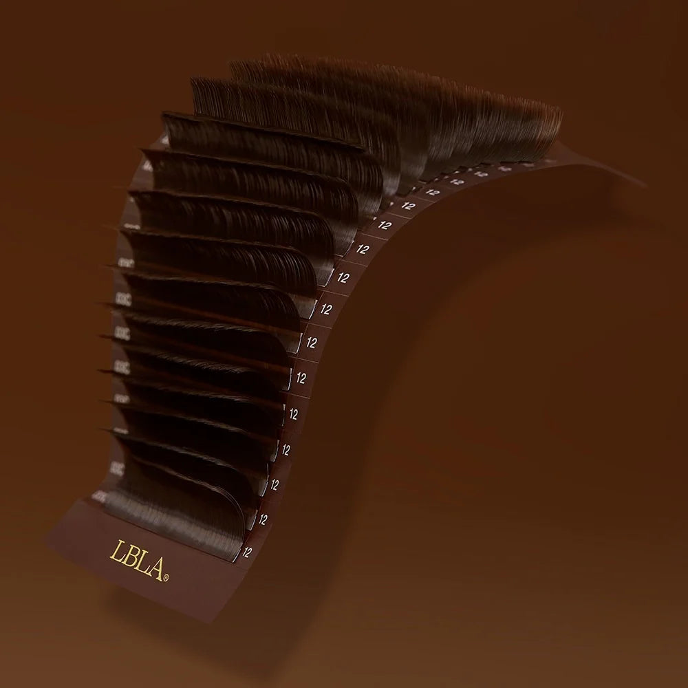 Mocha Brown FAVORITE Cashmere Faux Mink Lashes - 0.03mm Single Length (18 Lines Tray)