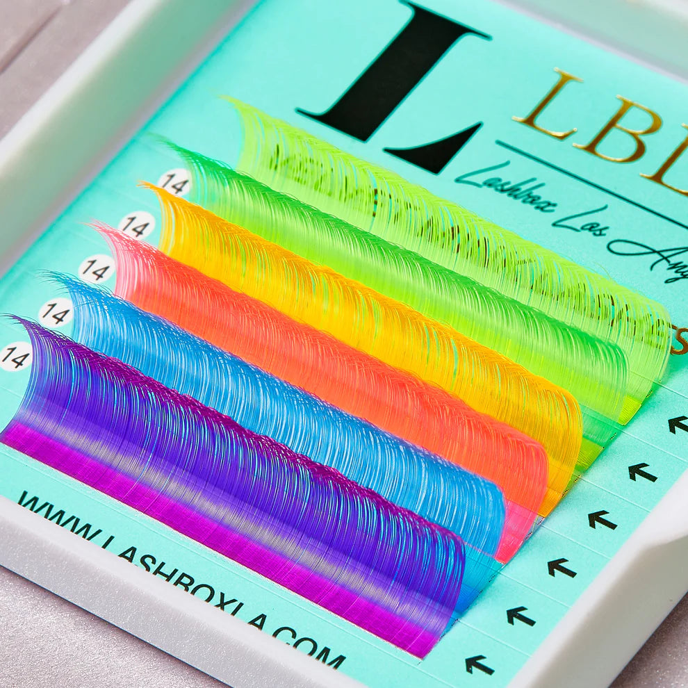 Neon Rainbow Velvet Mink 0.05 Lashes - Single Lengths Tray