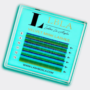 Green & Blue Tip Ombre Velvet Mink 0.05 Lashes - Mixed Tray